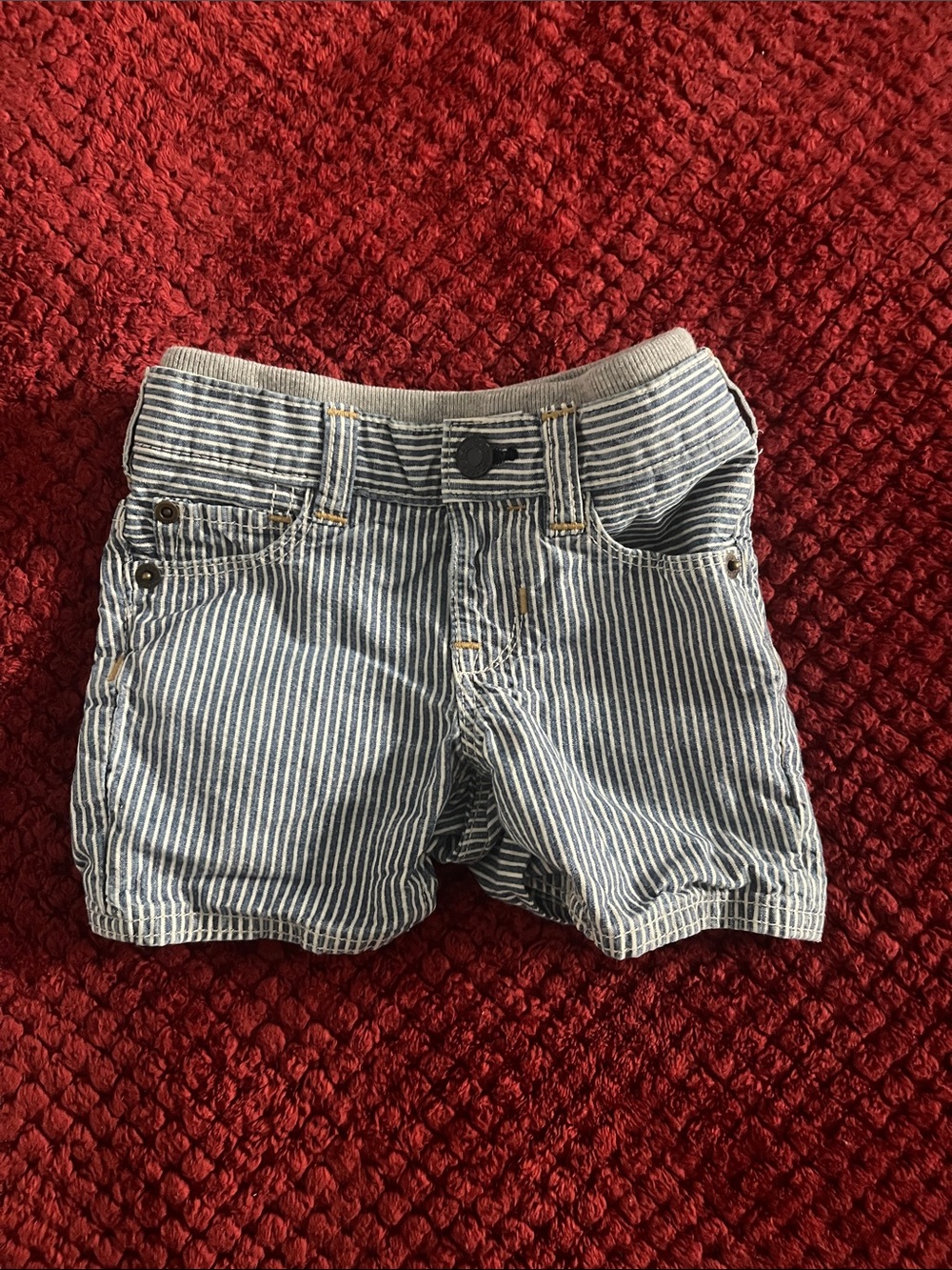 GAP Blue & White Striped Cotton Shorts 6-12 months